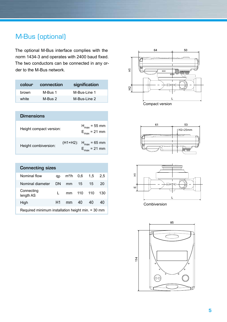 M-bus (optional) | ZENNER zelsius C5 CMF User Manual | Page 5 / 12