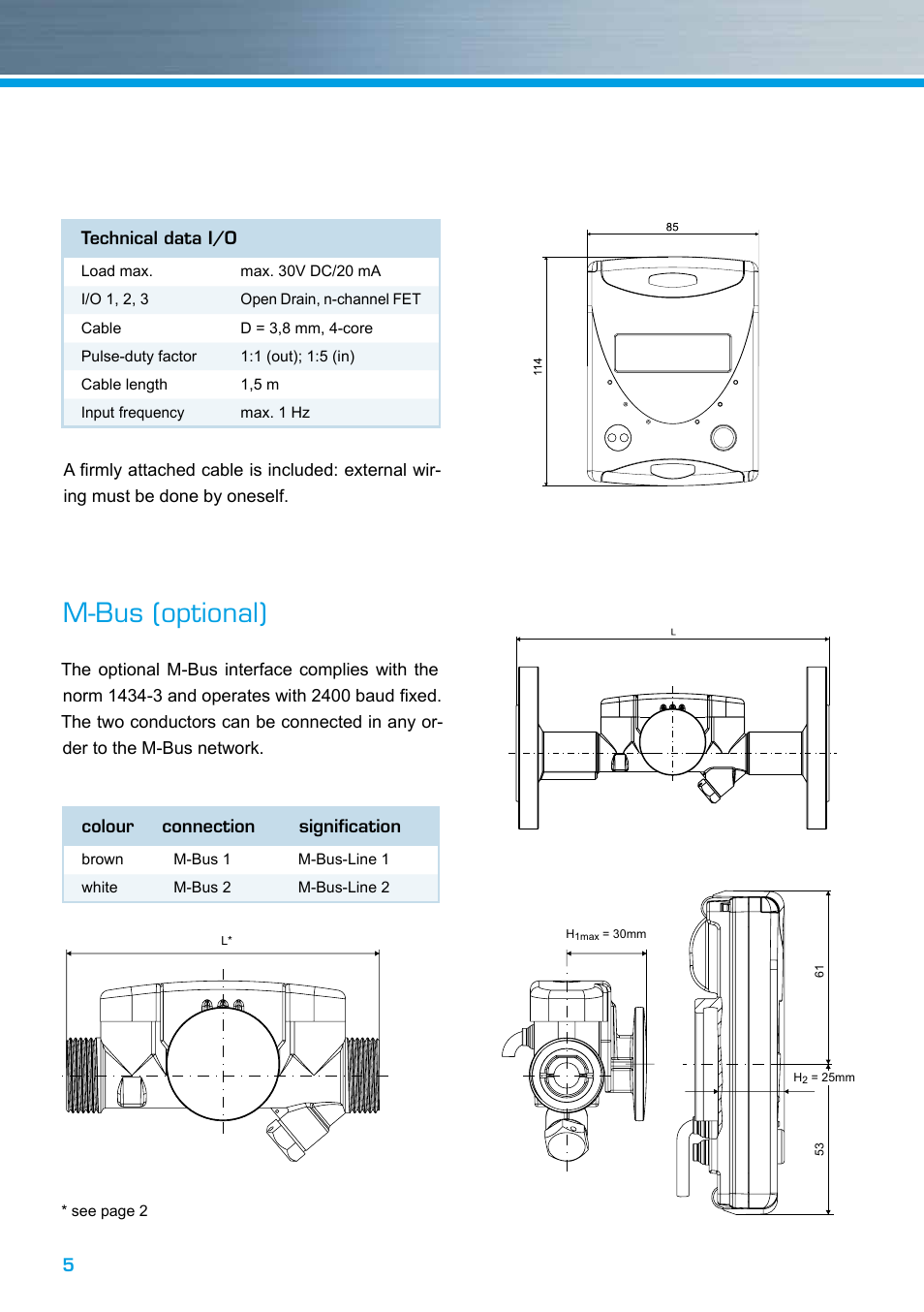 M-bus (optional) | ZENNER zelsius C5 IUF User Manual | Page 5 / 12
