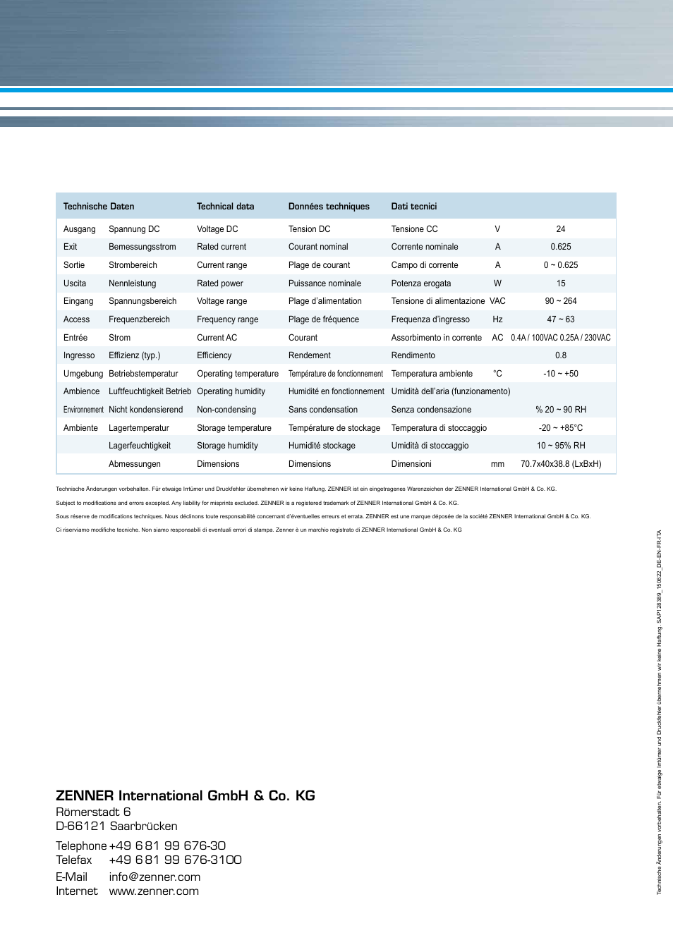 Zenner international gmbh & co. kg | ZENNER MULTIDATA WR3 User Manual | Page 4 / 4