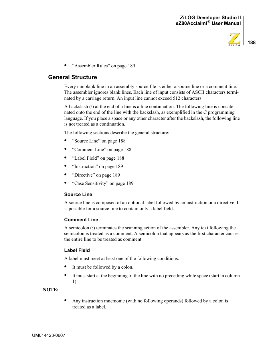 General structure | Zilog EZ80F916 User Manual | Page 208 / 469