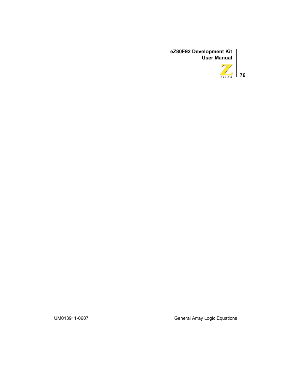 Zilog eZ80F92 User Manual | Page 80 / 87