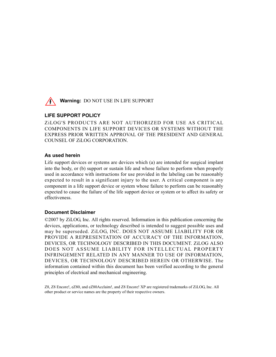 Zilog eZ80F92 User Manual | Page 87 / 87