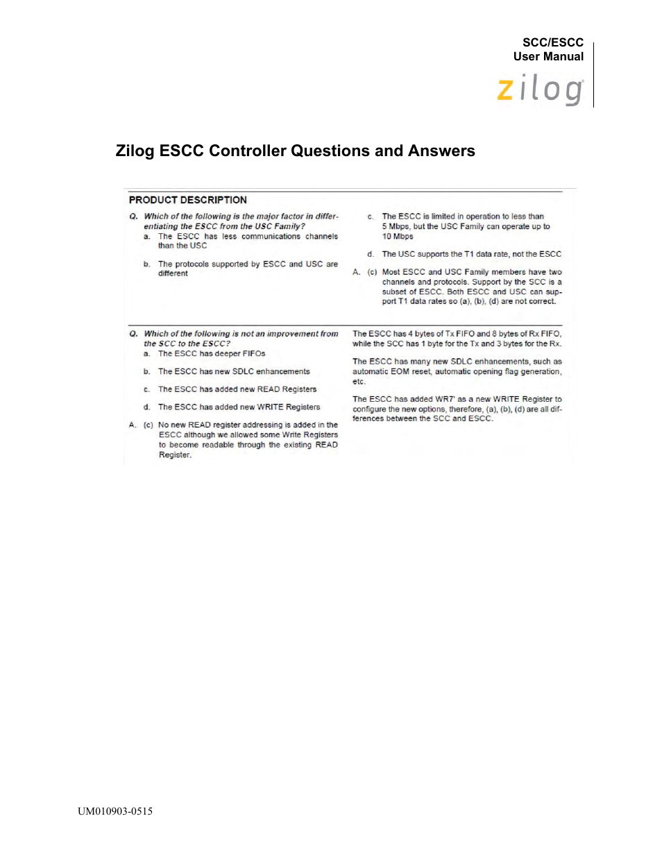 Zilog escc controller questions and answers | Zilog Z80230 User Manual | Page 380 / 394