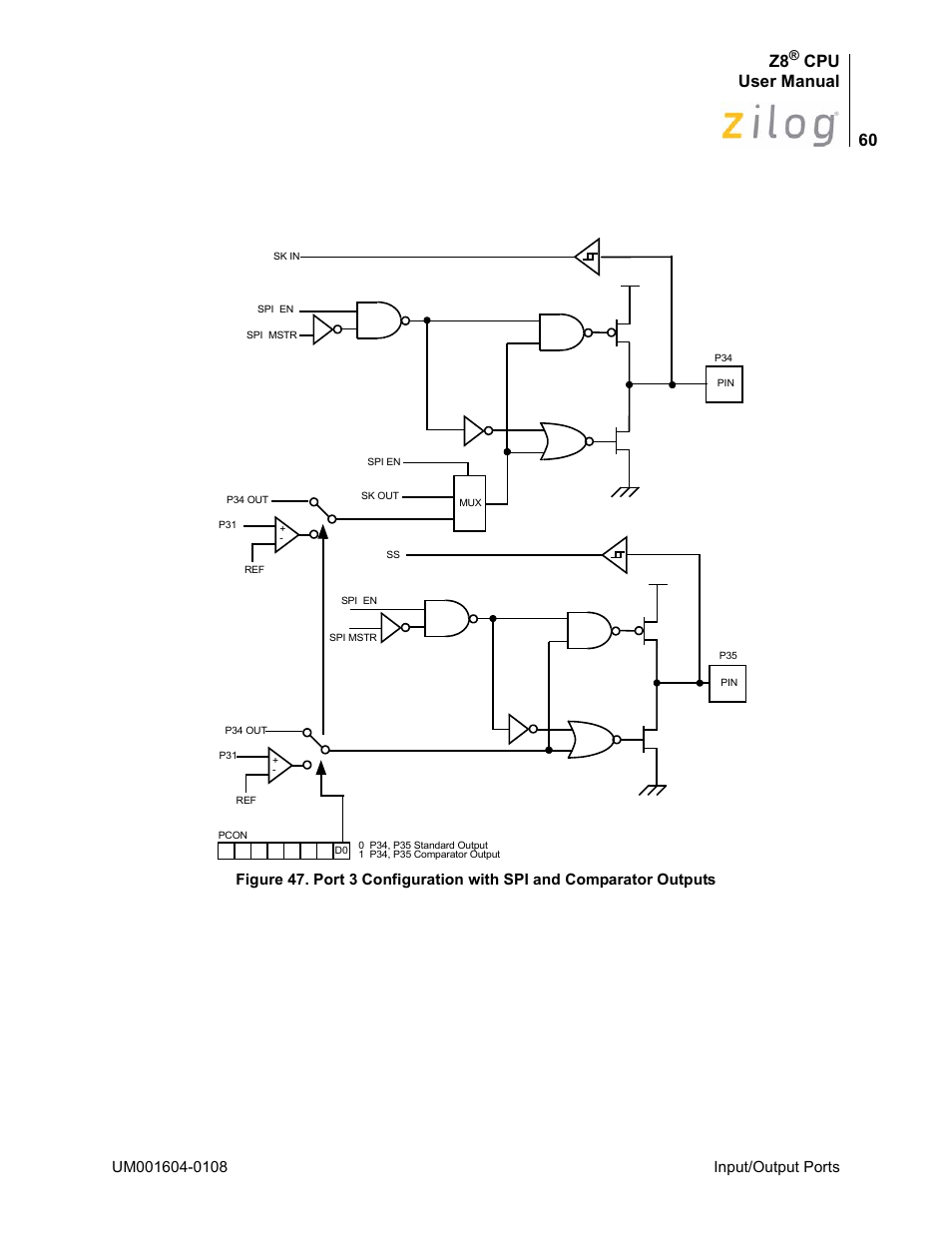 Cpu user manual, Input/output ports | Zilog Z86193 User Manual | Page 67 / 260