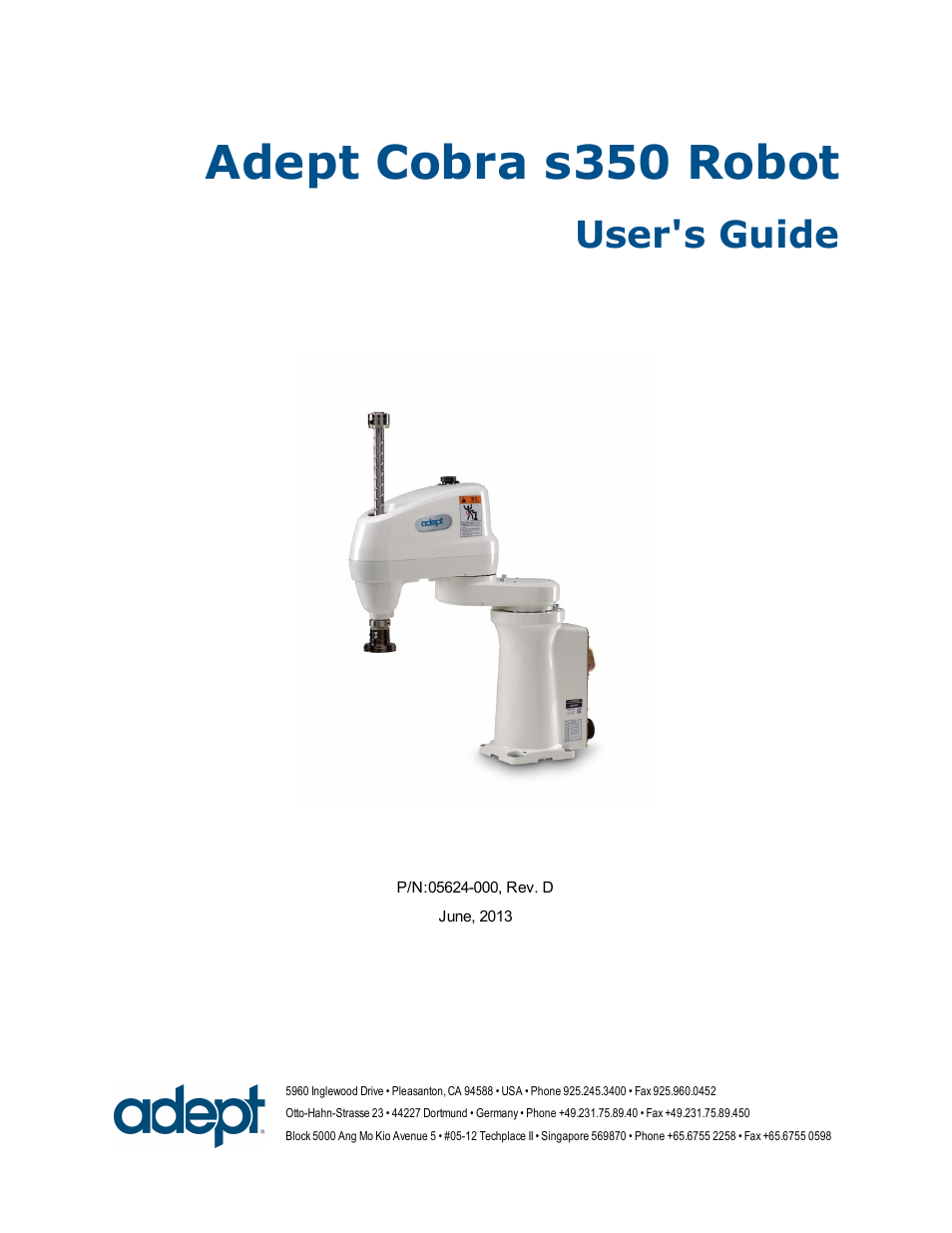 Adept cobra s350 robot, User's guide | Adept s350 Cobra User Manual | Page 3 / 94
