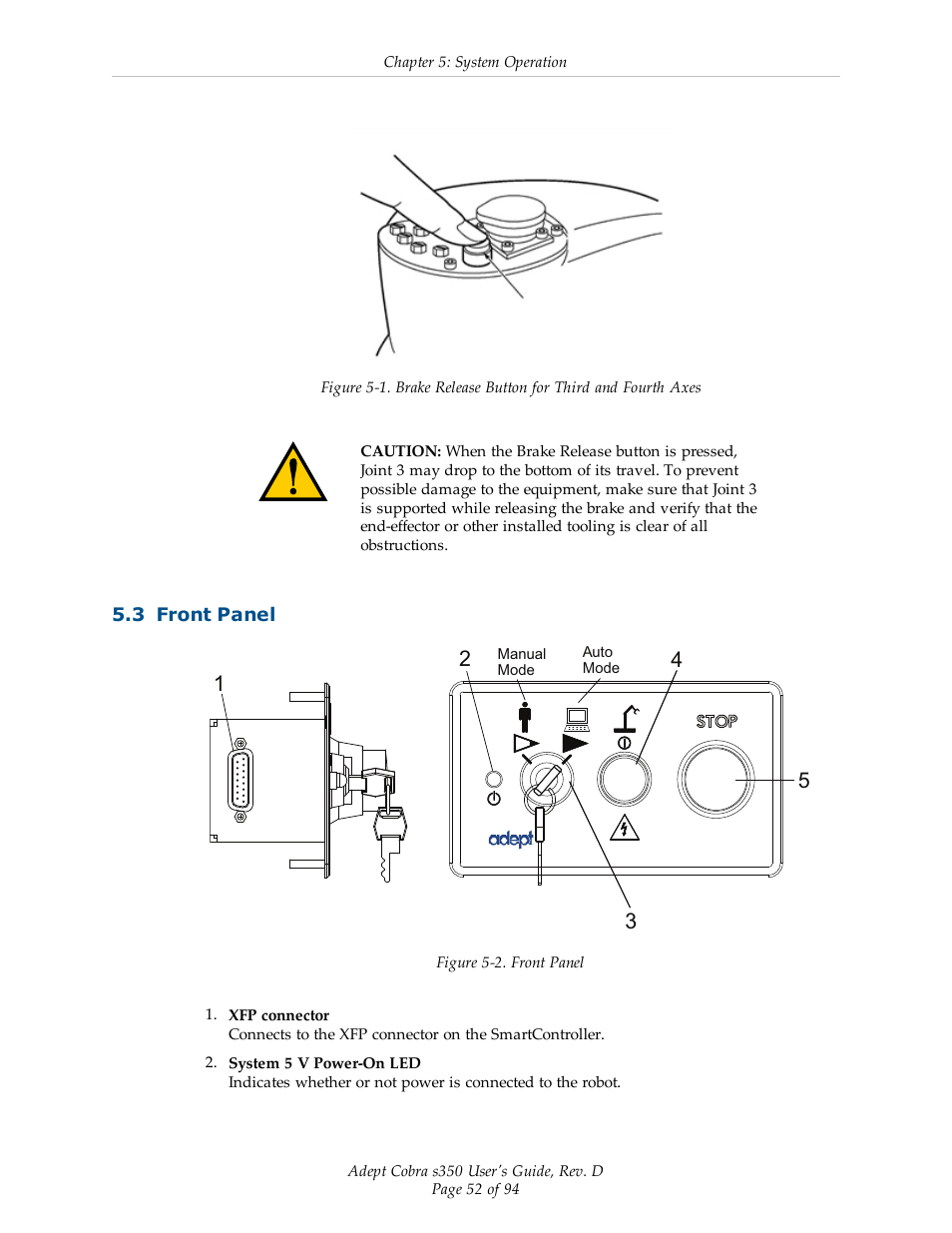 3 front panel | Adept s350 Cobra User Manual | Page 52 / 94