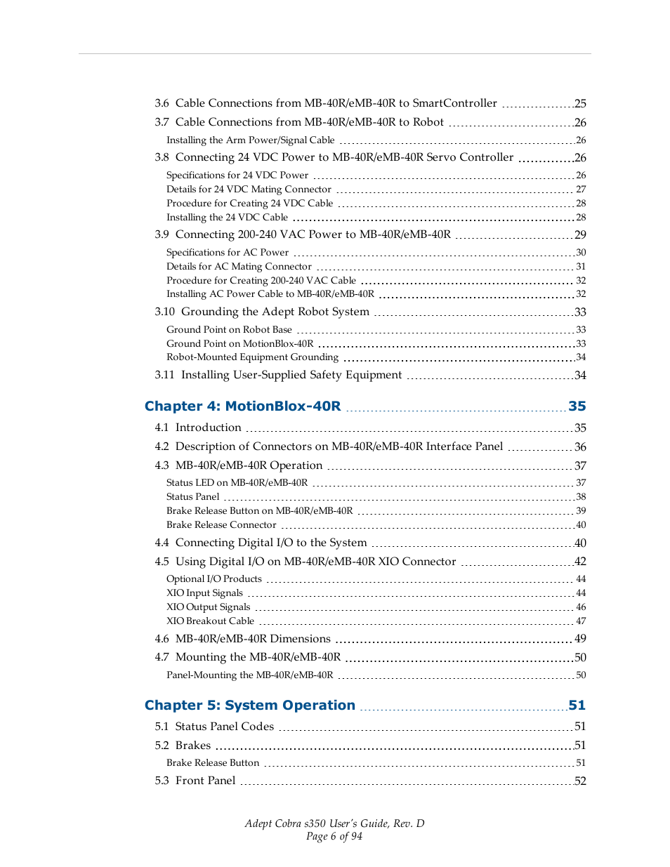 Adept s350 Cobra User Manual | Page 6 / 94
