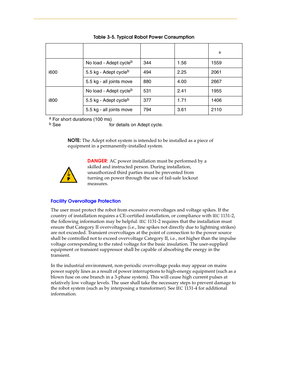 Facility overvoltage protection | Adept i600 Cobra User Manual | Page 32 / 110