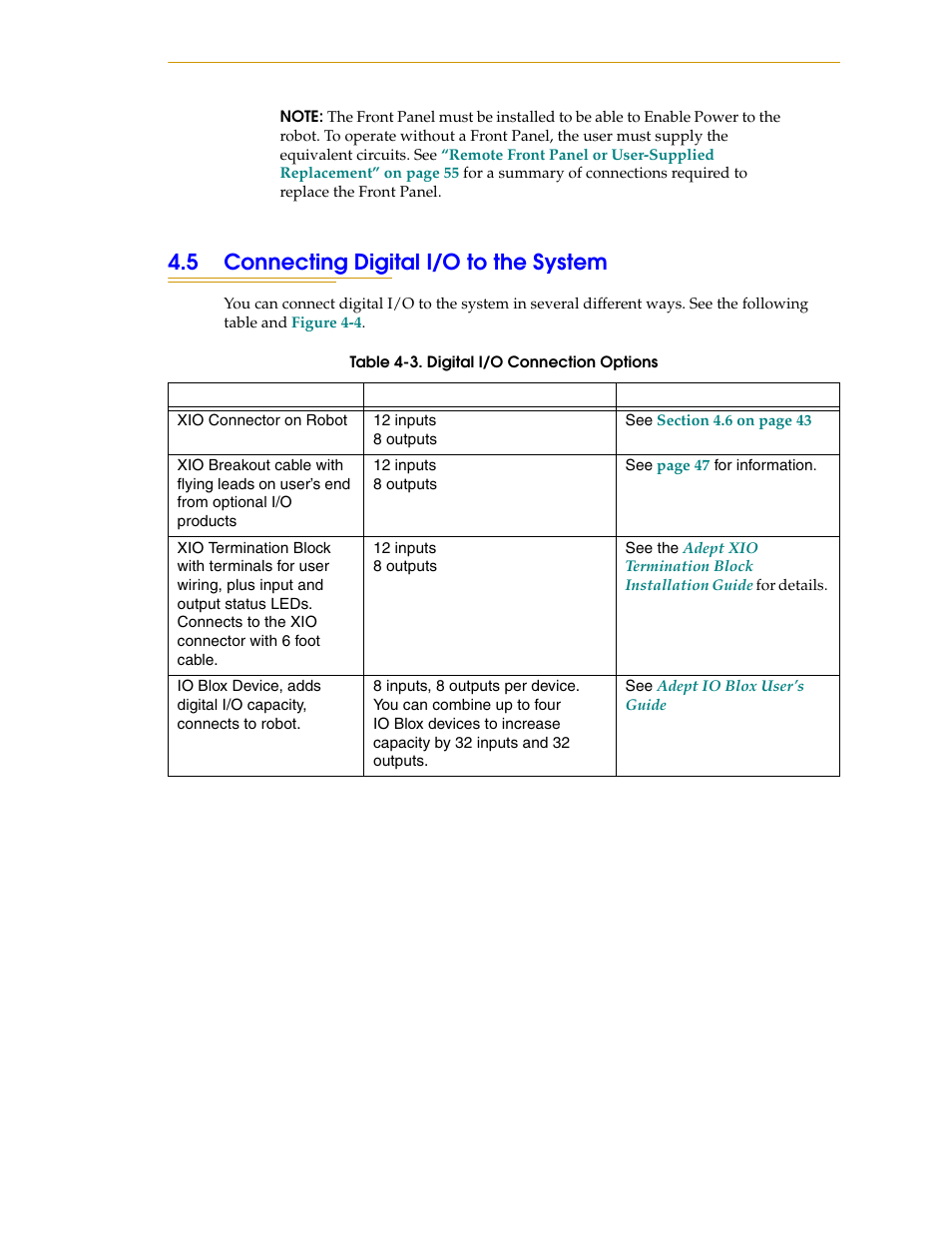 5 connecting digital i/o to the system | Adept i600 Cobra User Manual | Page 41 / 110