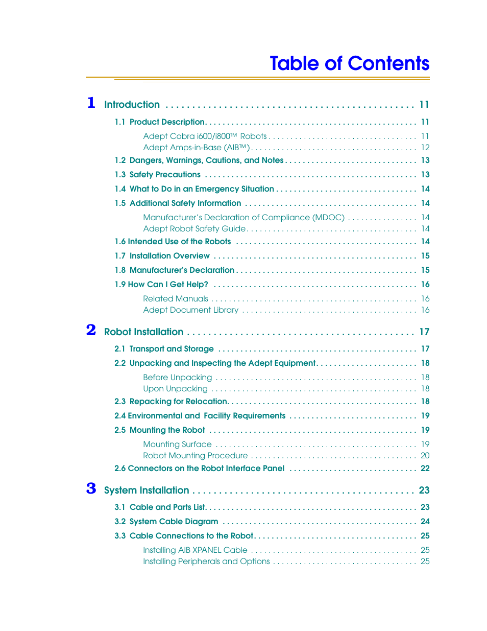 Adept i600 Cobra User Manual | Page 5 / 110