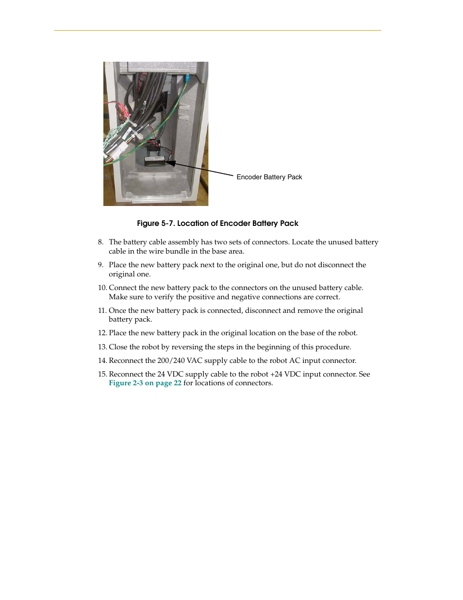 Figure 5-7, Location of encoder battery pack | Adept i600 Cobra User Manual | Page 70 / 110
