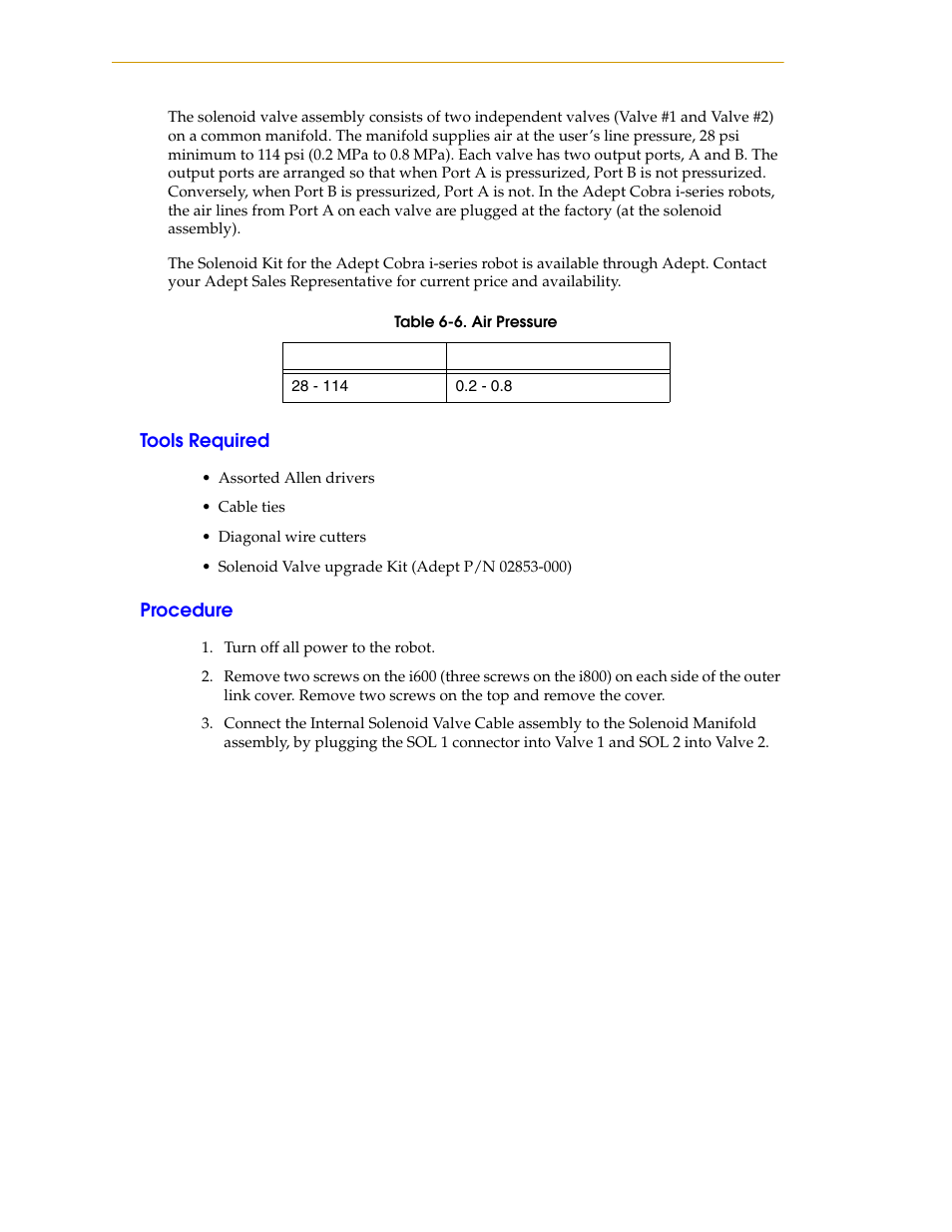 Tools required, Procedure | Adept i600 Cobra User Manual | Page 80 / 110
