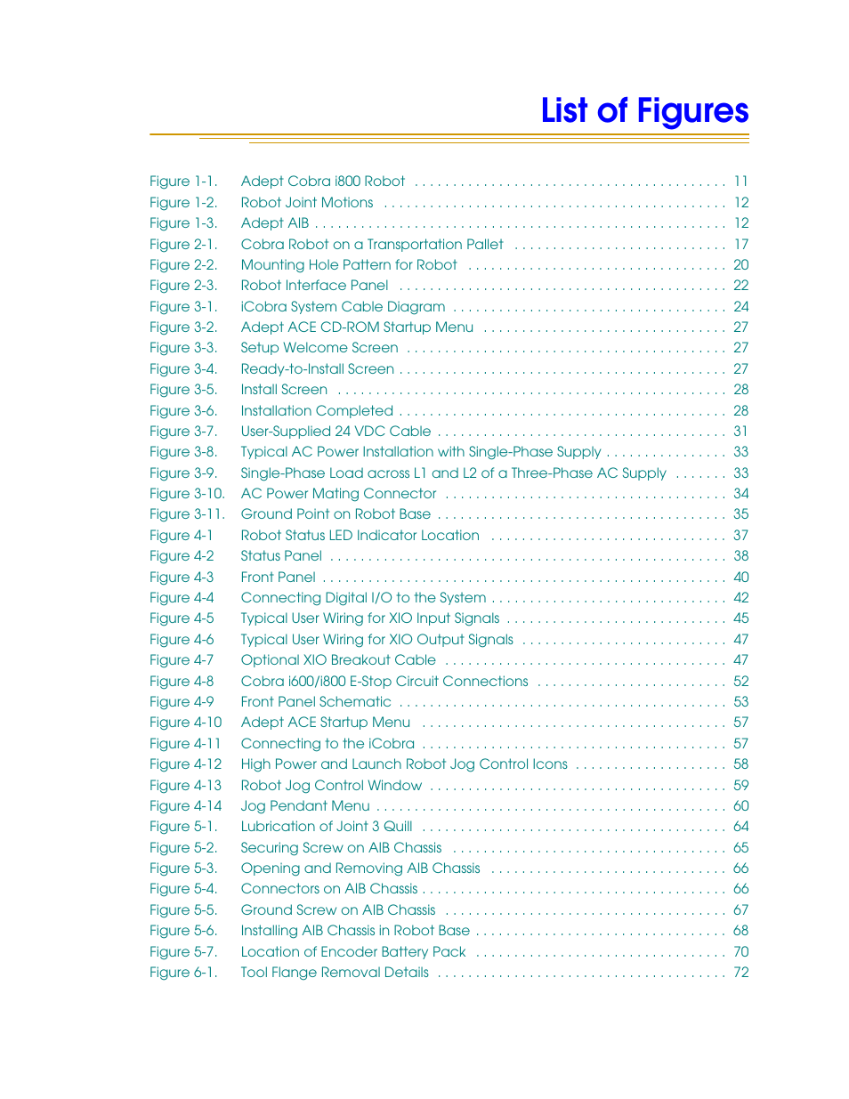 List of figures | Adept i600 Cobra User Manual | Page 9 / 110