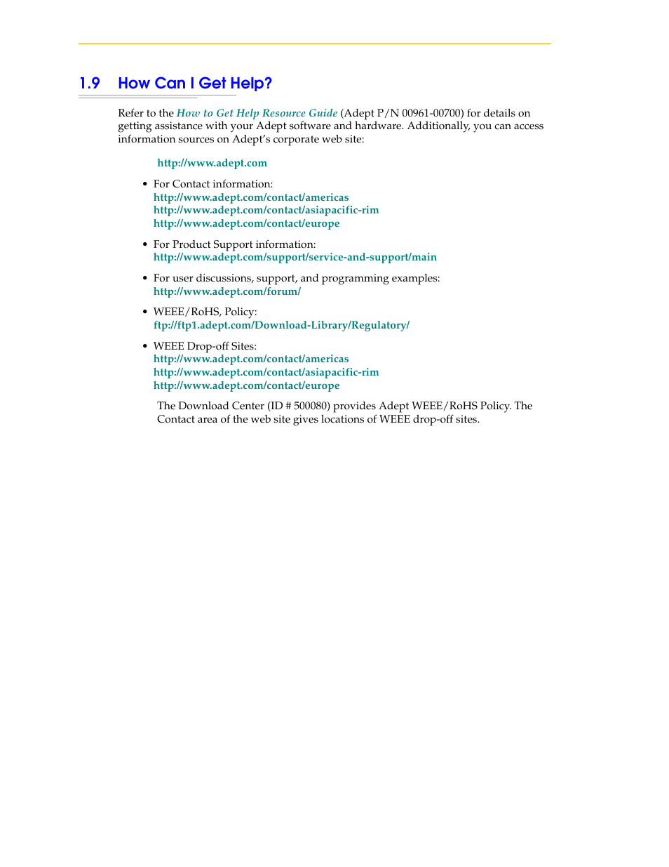 9 how can i get help | Adept s1300 Viper User Manual | Page 14 / 62