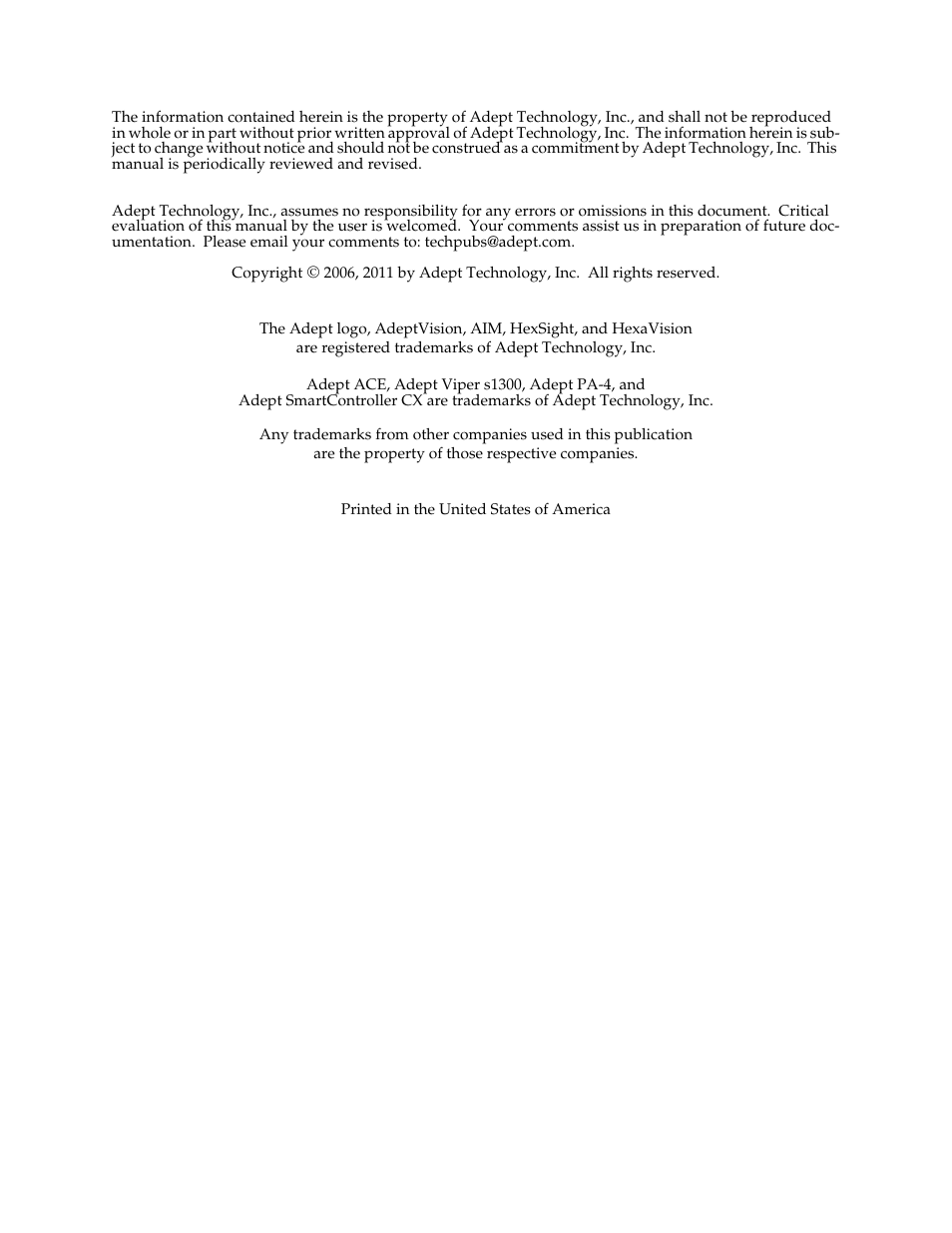 Adept s1300 Viper User Manual | Page 4 / 62