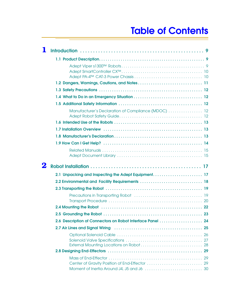 Adept s1300 Viper User Manual | Page 5 / 62