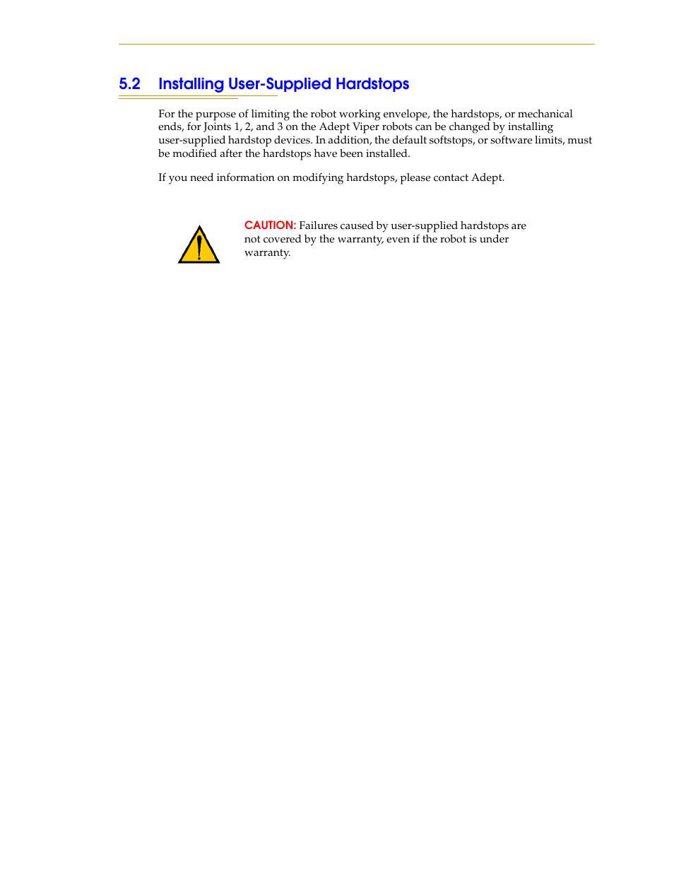 2 installing user-supplied hardstops | Adept s1300 Viper User Manual | Page 53 / 62