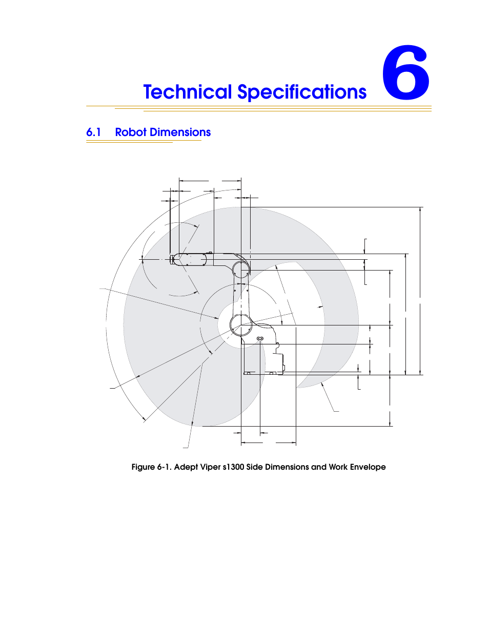 Technical specifications, 1 robot dimensions | Adept s1300 Viper User Manual | Page 55 / 62