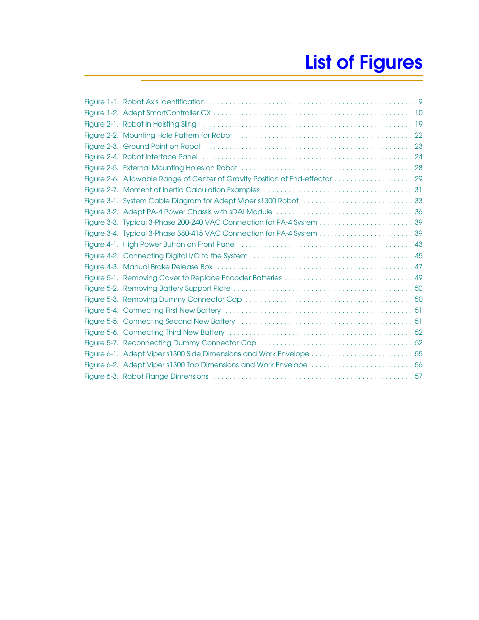 List of figures, List of figur es | Adept s1300 Viper User Manual | Page 7 / 62