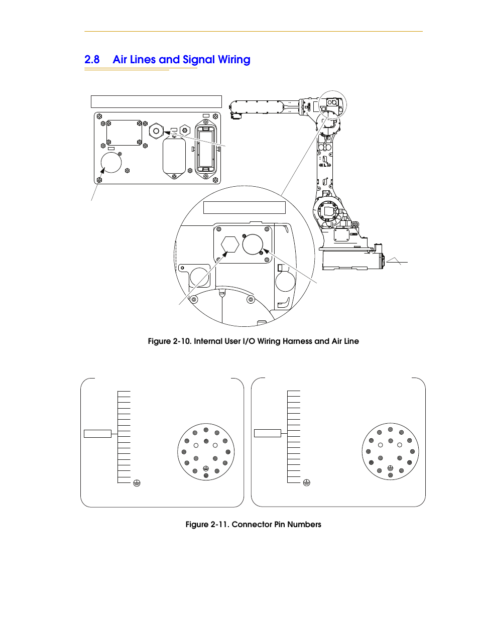 8 air lines and signal wiring, Figure 2-11. connector pin numbers, E also | Adept s1700D Viper User Manual | Page 33 / 82