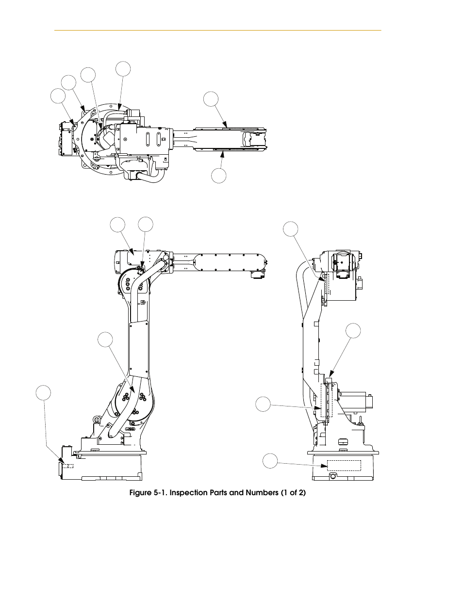 Figure 5-1. inspection parts and numbers (1 of 2) | Adept s1700D Viper User Manual | Page 60 / 82