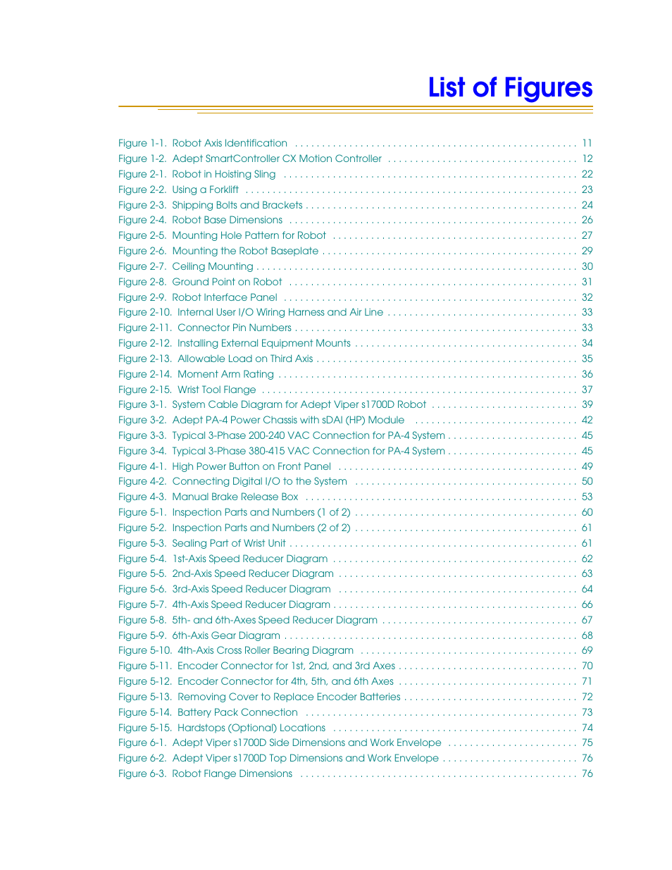 List of figures, List of figur es | Adept s1700D Viper User Manual | Page 9 / 82