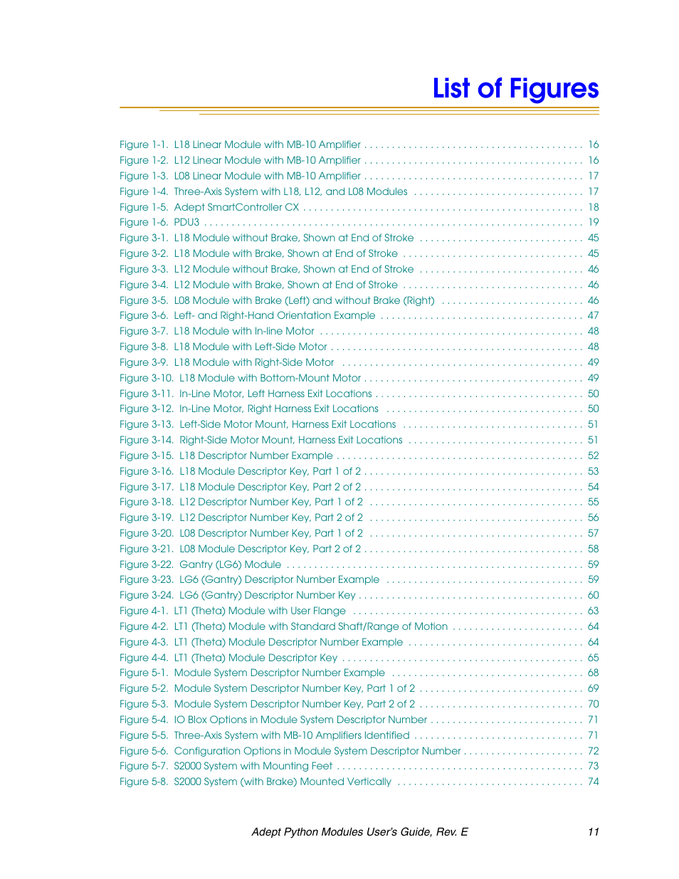 List of figures, List of figur es | Adept Python User Manual | Page 11 / 170