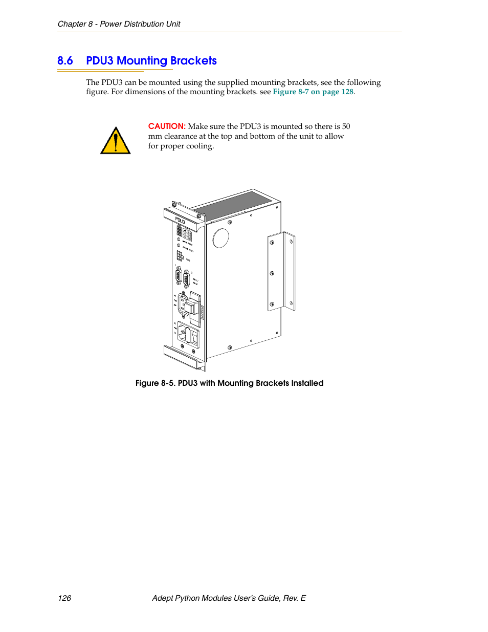 6 pdu3 mounting brackets, Figure 8-5. pdu3 with mounting brackets installed | Adept Python User Manual | Page 126 / 170