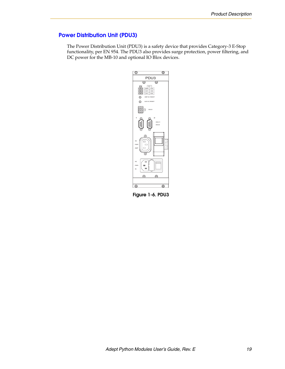 Power distribution unit (pdu3), Figure 1-6. pdu3, Pdu3 | Adept Python User Manual | Page 19 / 170