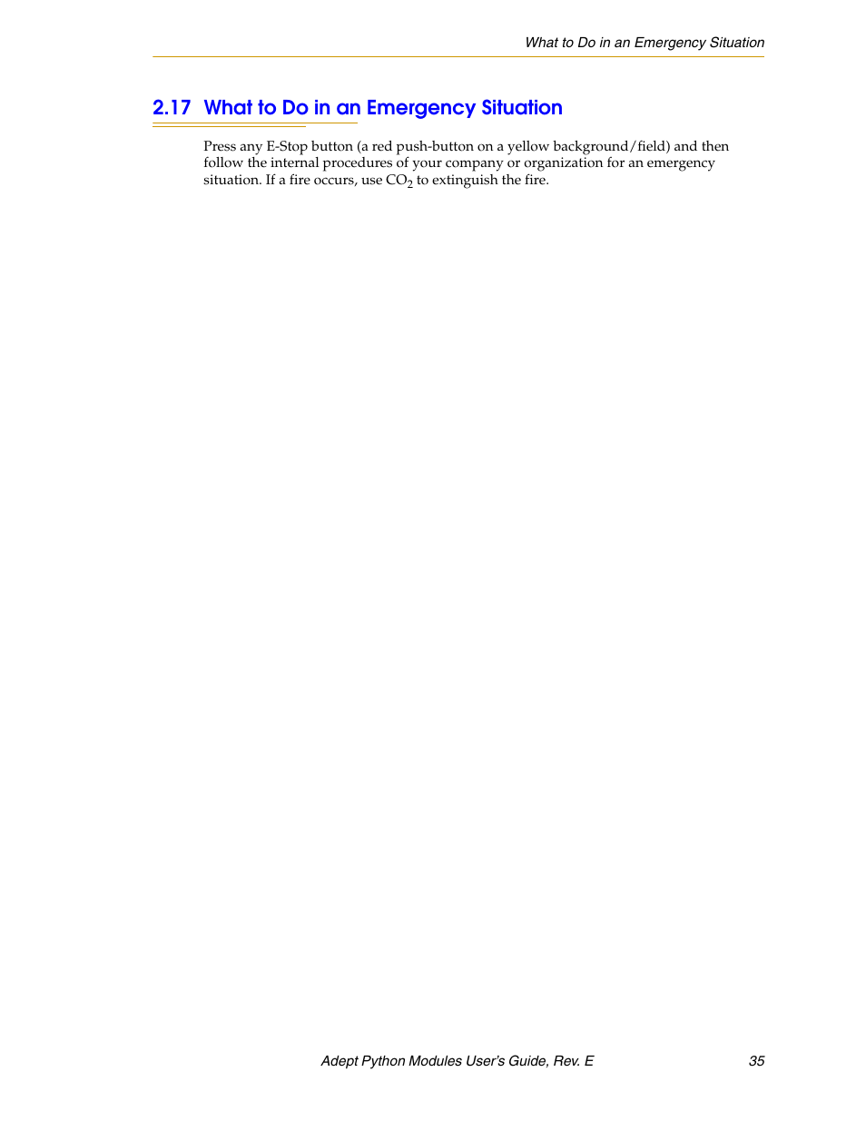 17 what to do in an emergency situation | Adept Python User Manual | Page 35 / 170