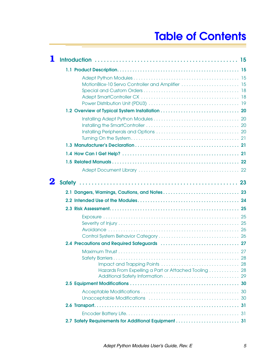 Adept Python User Manual | Page 5 / 170