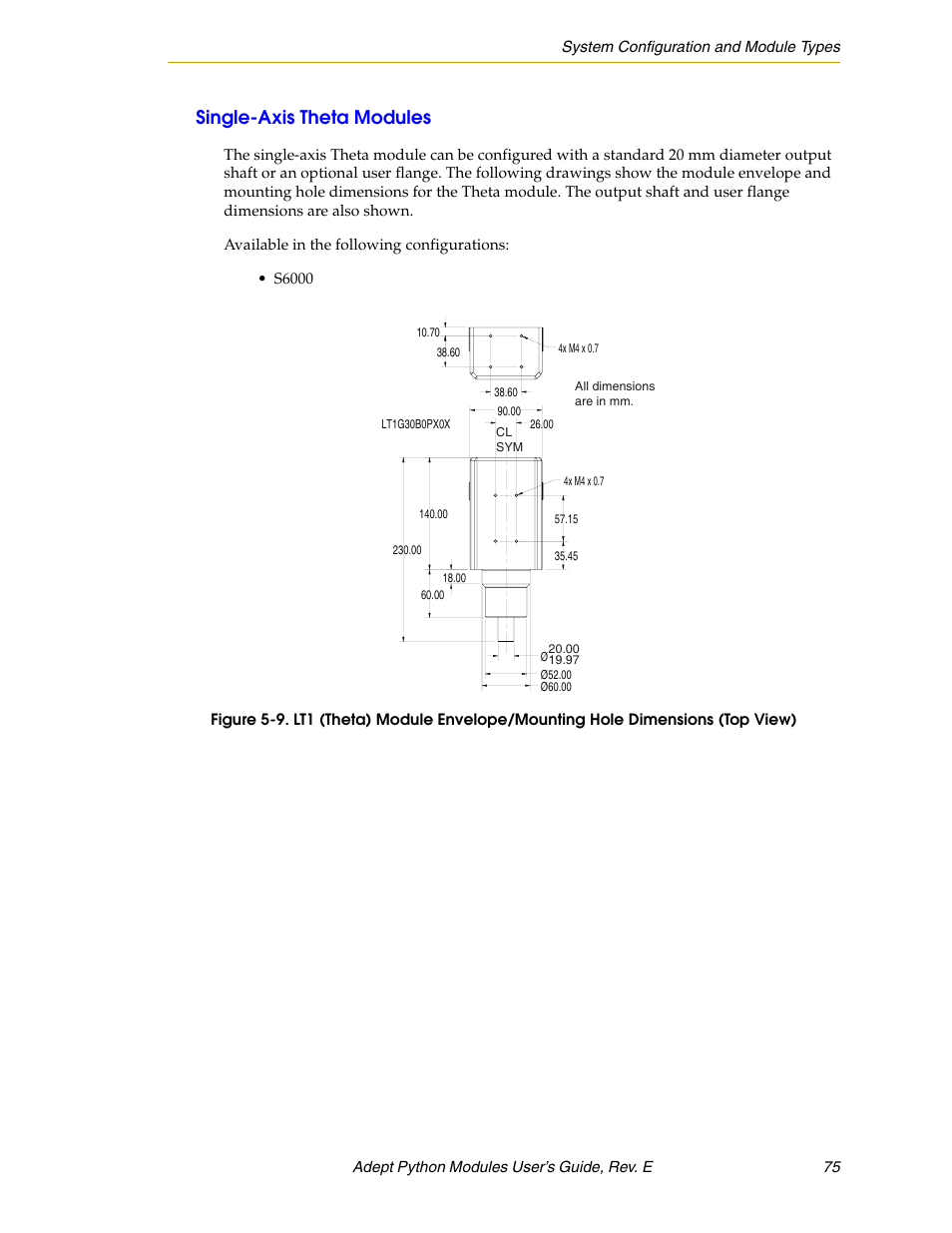 Single-axis theta modules, Single-axis theta modules” on, For thet | Adept Python User Manual | Page 75 / 170