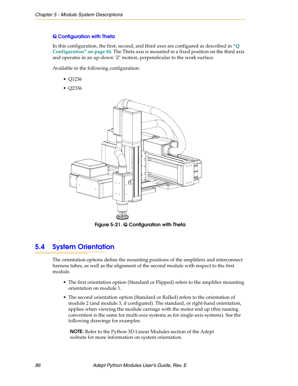 Q configuration with theta, 4 system orientation, Figure 5-21. q configuration with theta | Adept Python User Manual | Page 86 / 170