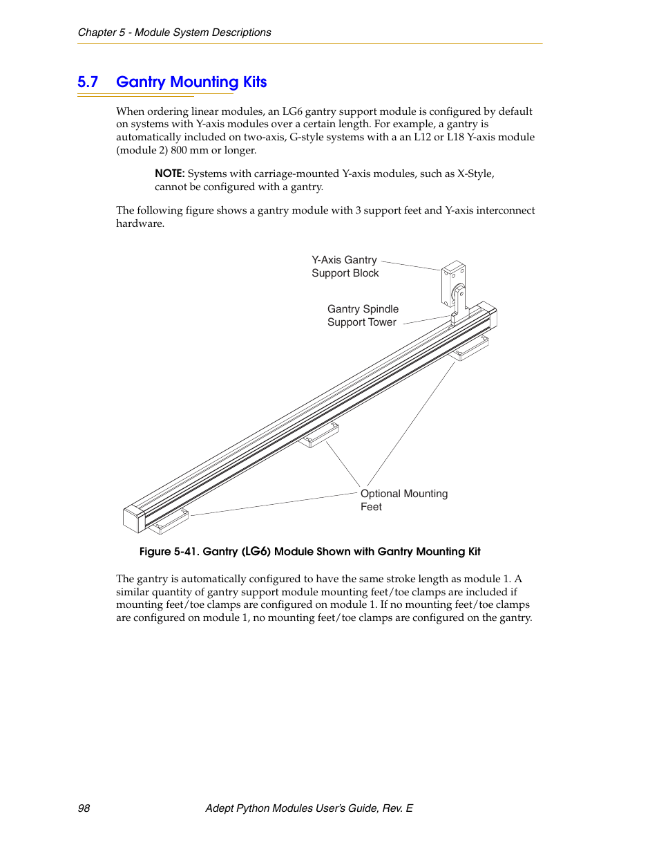 7 gantry mounting kits | Adept Python User Manual | Page 98 / 170