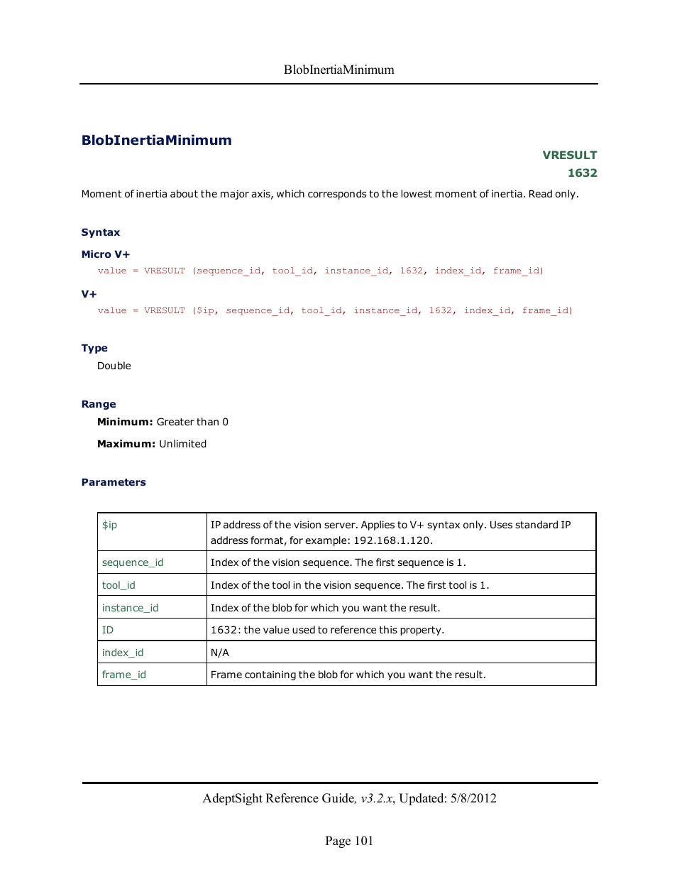 Blobinertiaminimum | Adept AdeptSight Reference Guide User Manual | Page 101 / 579