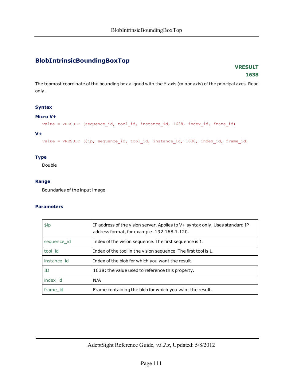 Blobintrinsicboundingboxtop | Adept AdeptSight Reference Guide User Manual | Page 111 / 579