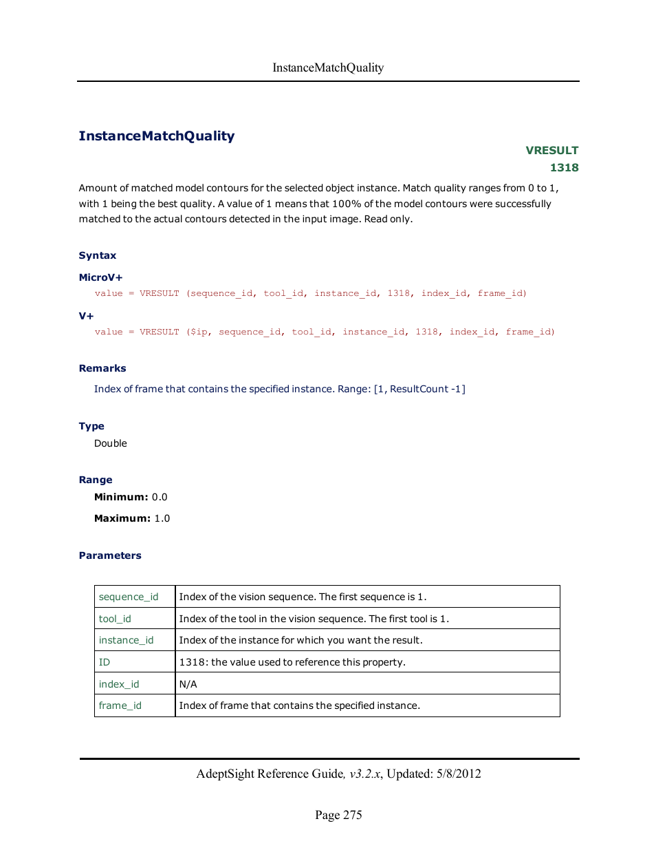 Instancematchquality | Adept AdeptSight Reference Guide User Manual | Page 275 / 579