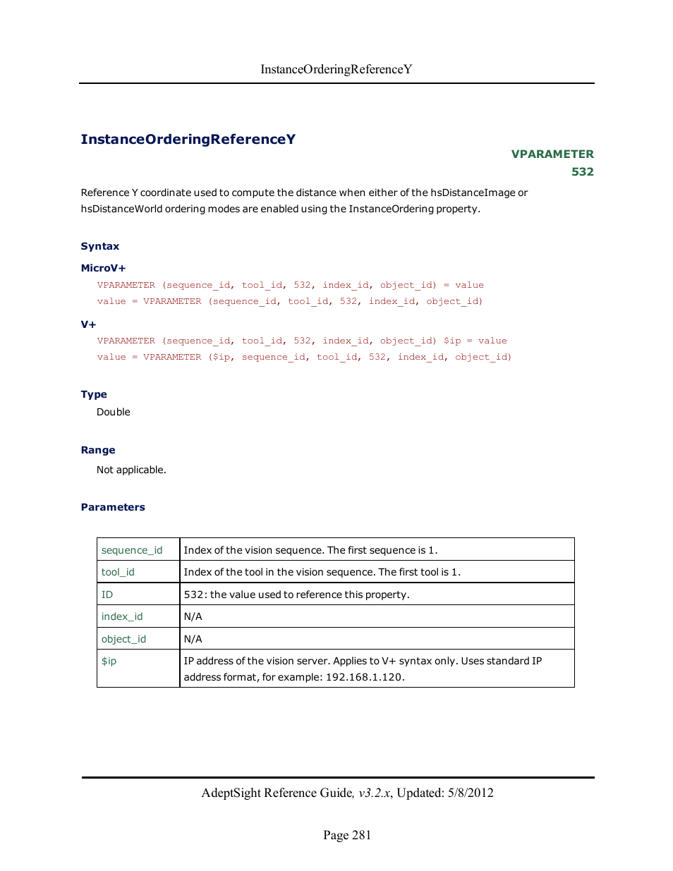 Instanceorderingreferencey | Adept AdeptSight Reference Guide User Manual | Page 281 / 579