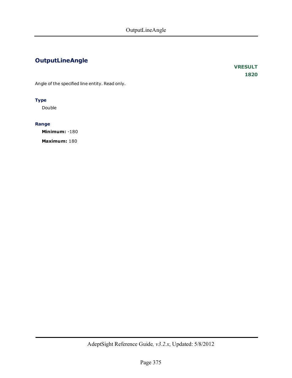 Outputlineangle | Adept AdeptSight Reference Guide User Manual | Page 375 / 579