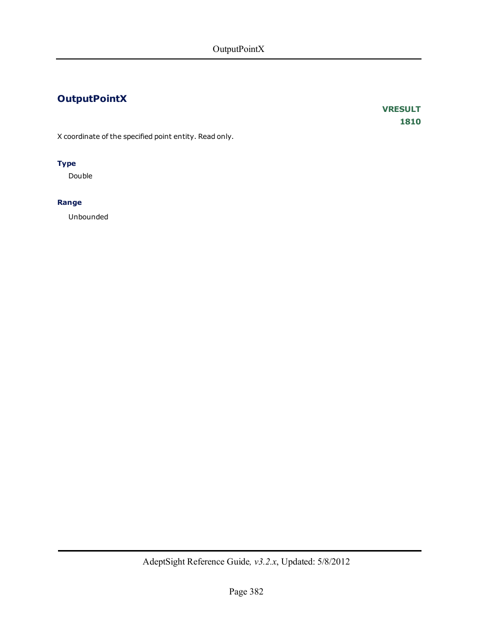 Outputpointx | Adept AdeptSight Reference Guide User Manual | Page 382 / 579