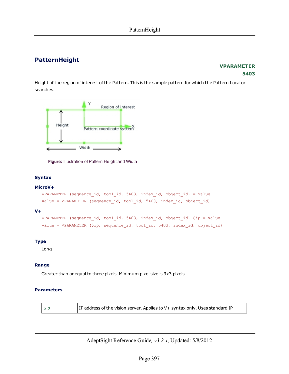 Patternheight | Adept AdeptSight Reference Guide User Manual | Page 397 / 579
