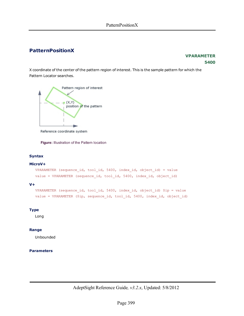 Patternpositionx | Adept AdeptSight Reference Guide User Manual | Page 399 / 579