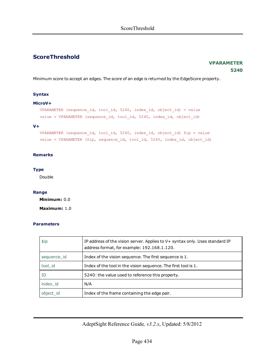 Scorethreshold | Adept AdeptSight Reference Guide User Manual | Page 434 / 579