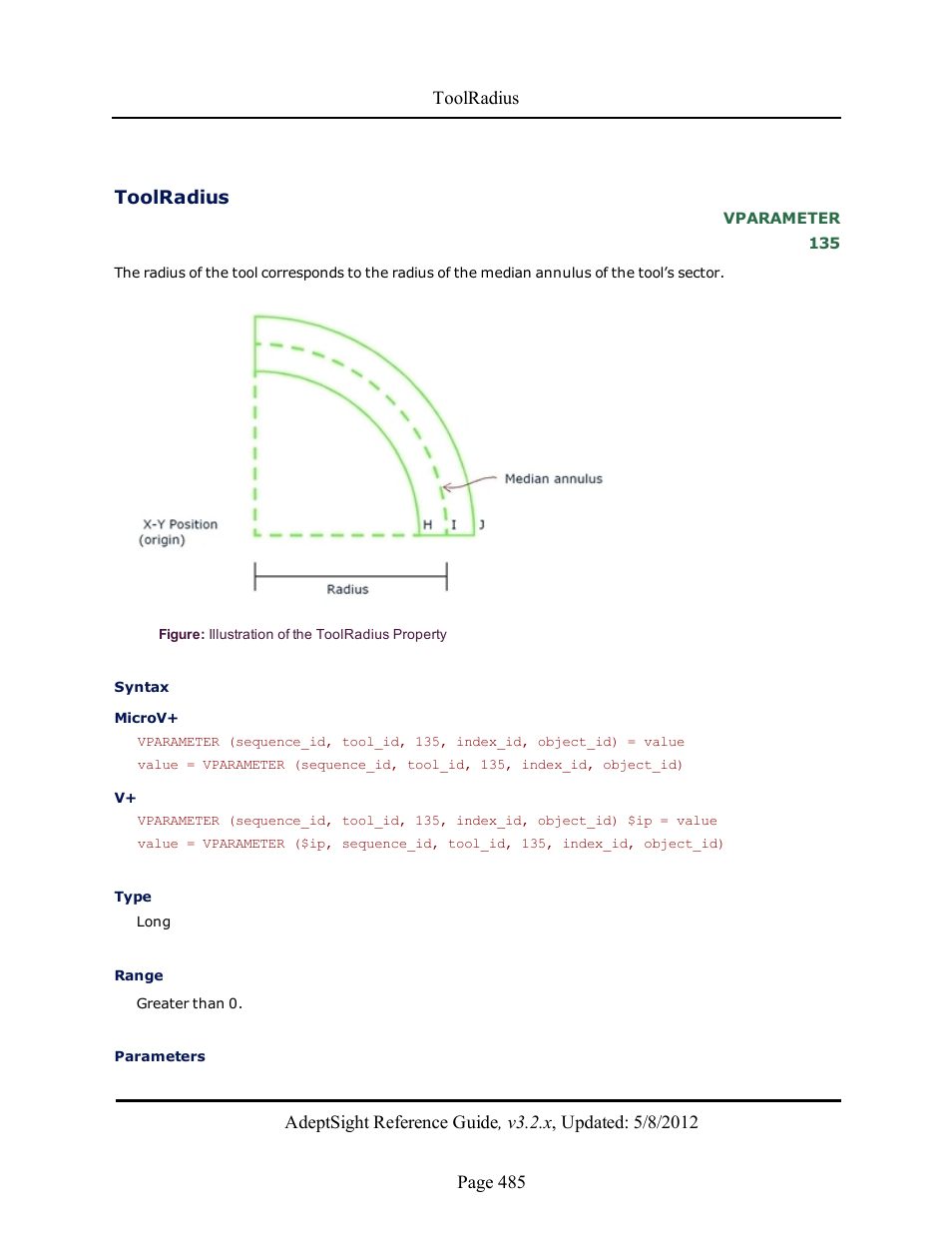 Toolradius | Adept AdeptSight Reference Guide User Manual | Page 485 / 579