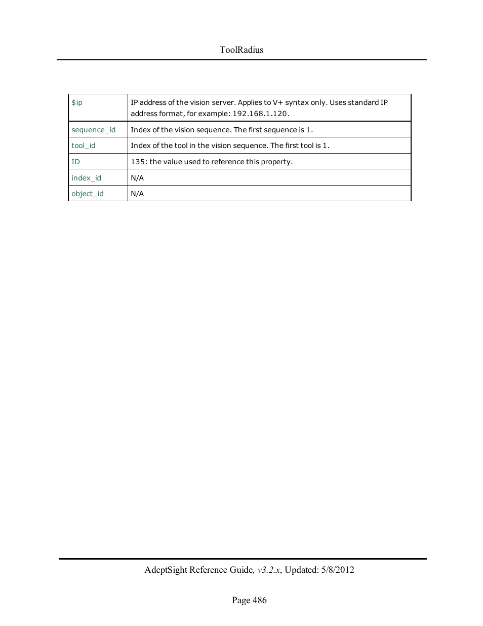 Adept AdeptSight Reference Guide User Manual | Page 486 / 579
