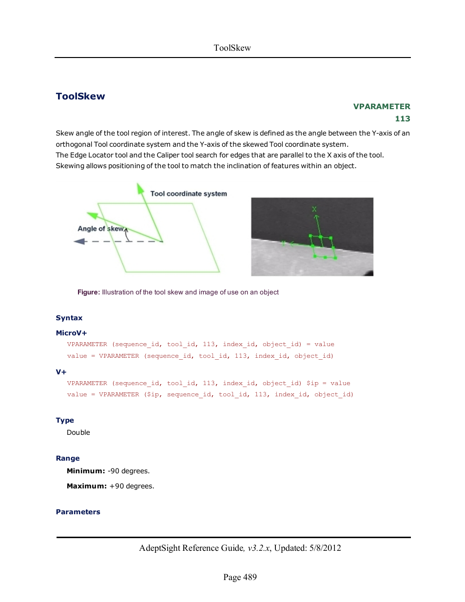 Toolskew | Adept AdeptSight Reference Guide User Manual | Page 489 / 579