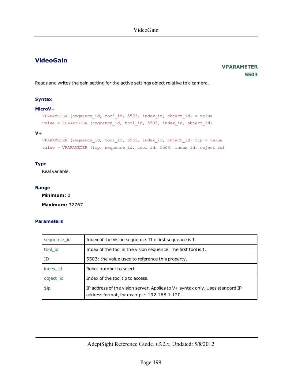 Videogain | Adept AdeptSight Reference Guide User Manual | Page 499 / 579