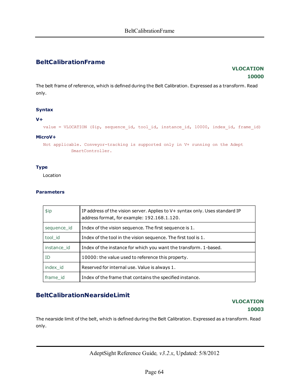 Beltcalibrationframe, Beltcalibrationnearsidelimit | Adept AdeptSight Reference Guide User Manual | Page 64 / 579