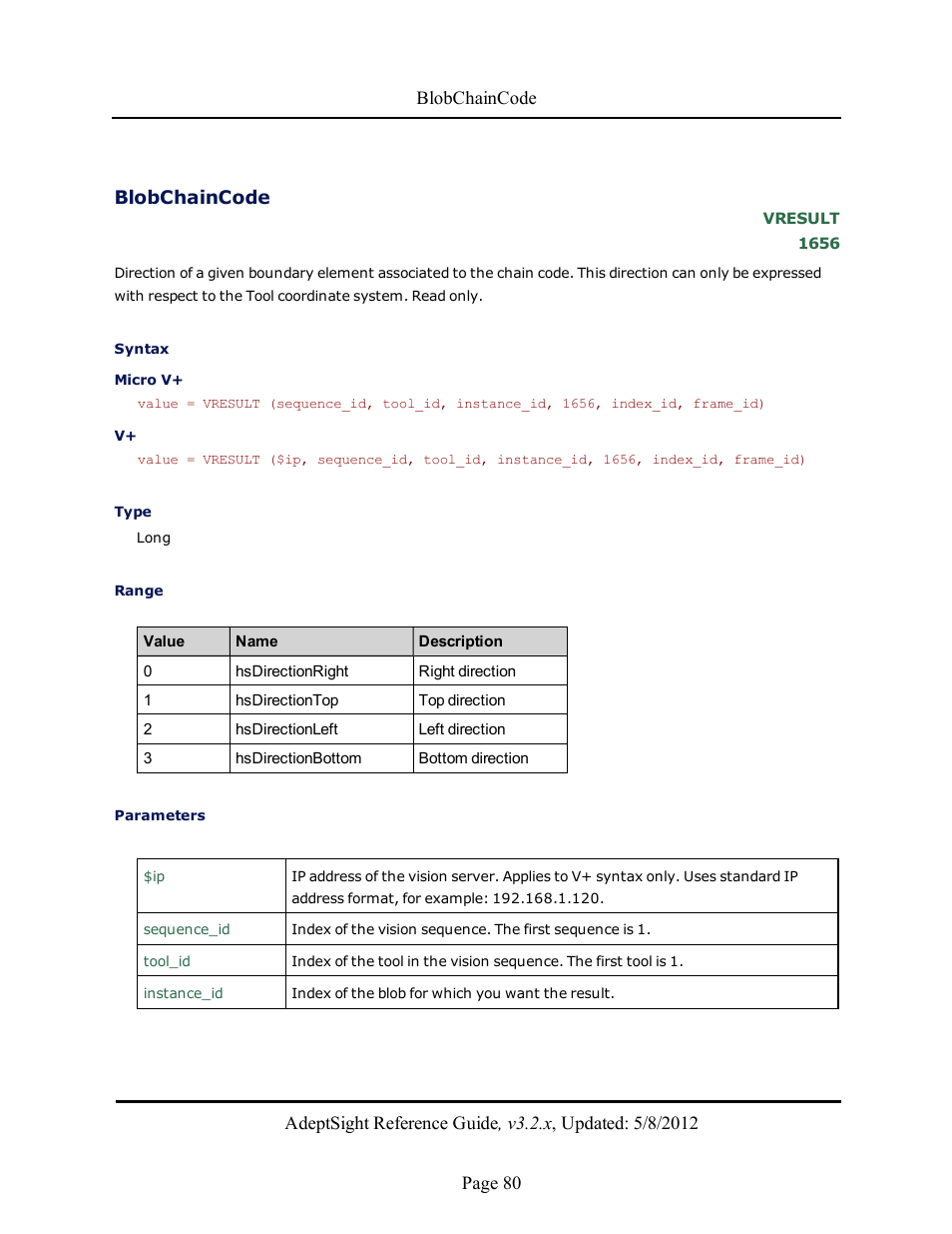 Blobchaincode | Adept AdeptSight Reference Guide User Manual | Page 80 / 579