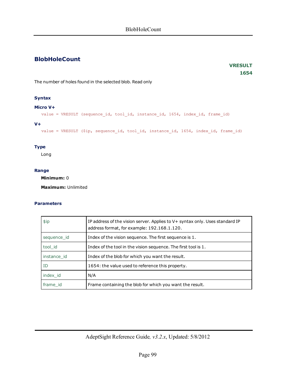 Blobholecount | Adept AdeptSight Reference Guide User Manual | Page 99 / 579